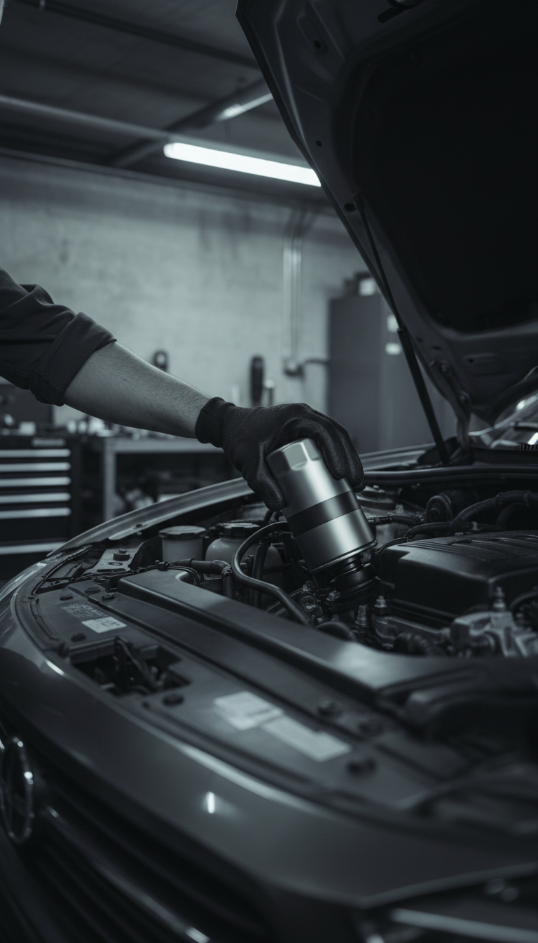 Automotive Oil Filter in use