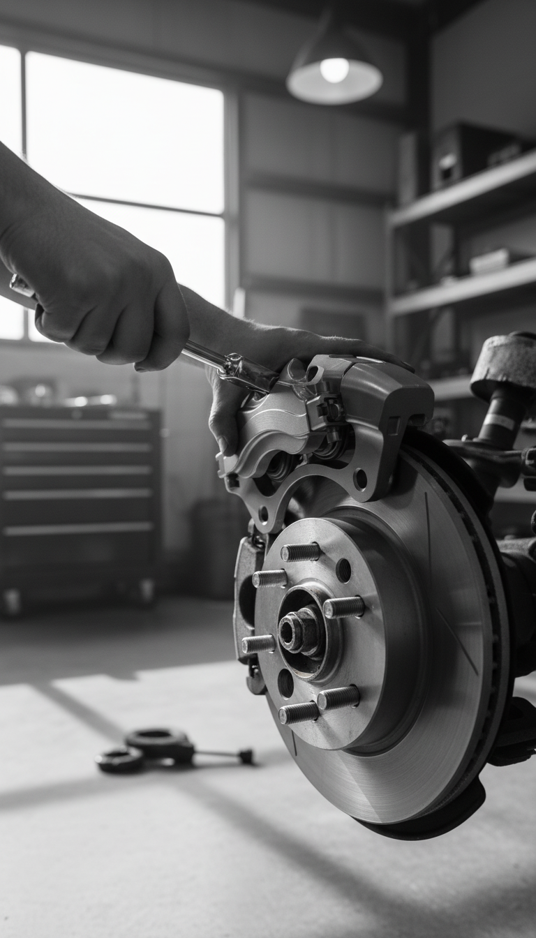 Forged aluminum brake caliper in use
