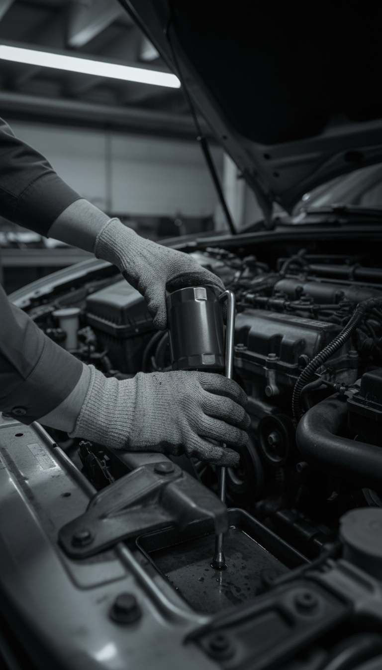 Graphite Finish Oil Filter in use